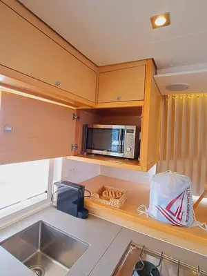 Galley of Lluna, a Lagoon 450 catamaran at Sant Antoni de Portmany, Spain