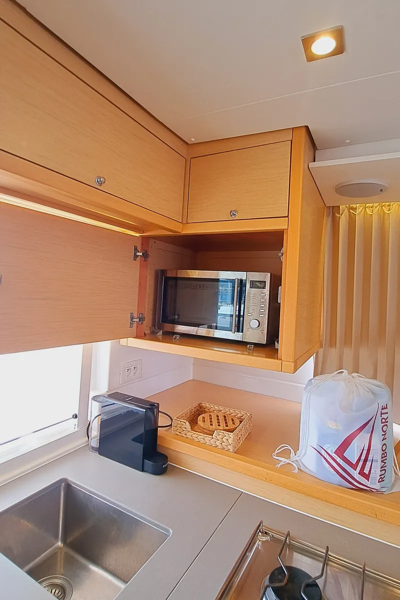 Galley of Lluna, a Lagoon 450 catamaran at Sant Antoni de Portmany, Spain
