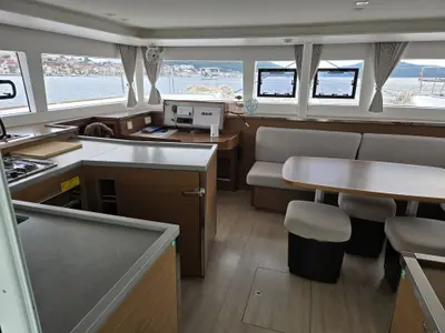 Salon of Elenya, a Lagoon 450 S catamaran at Općina Marina, Croatia