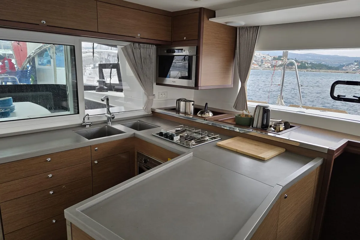 Galley of Elenya, a Lagoon 450 S catamaran at Općina Marina, Croatia