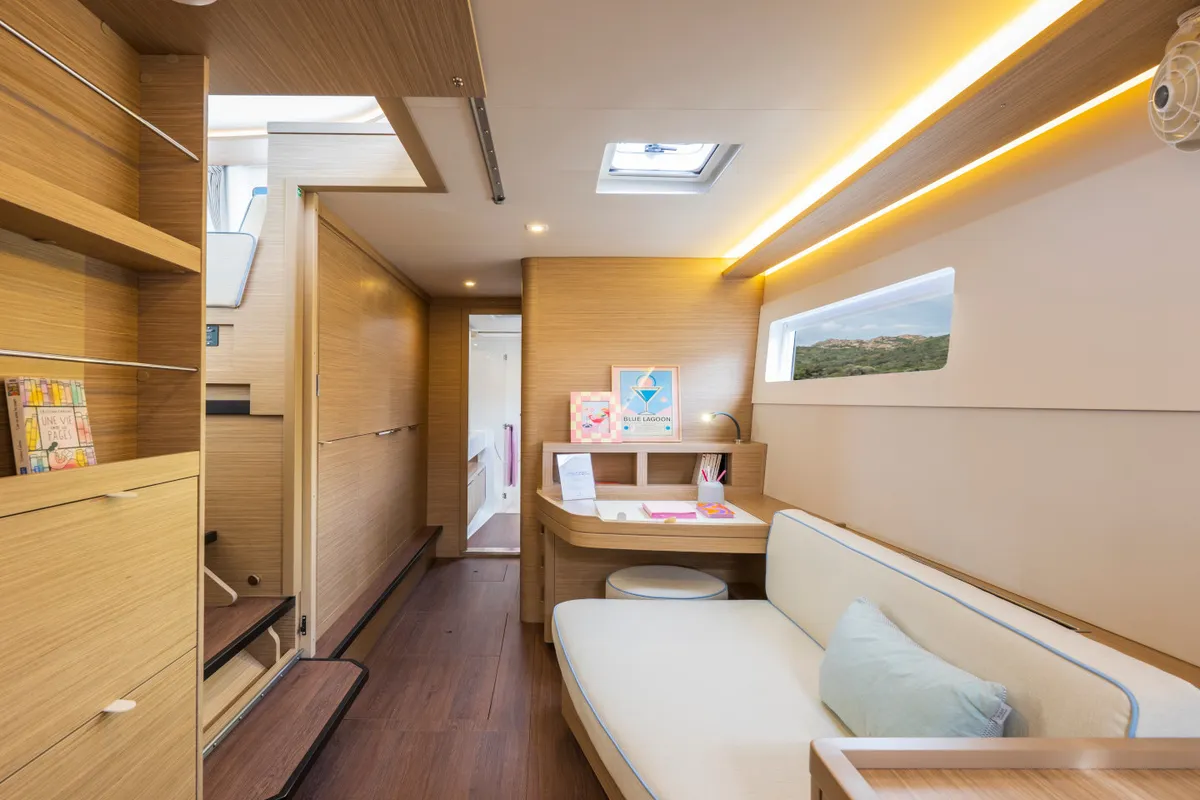Cabin on Lodire, a Lagoon 46 catamaran at Athens, Greece