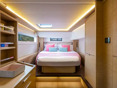 Cabin on Lodire, a Lagoon 46 catamaran at Athens, Greece