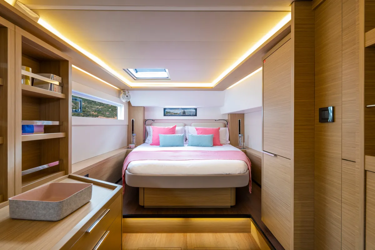 Cabin on Lodire, a Lagoon 46 catamaran at Athens, Greece