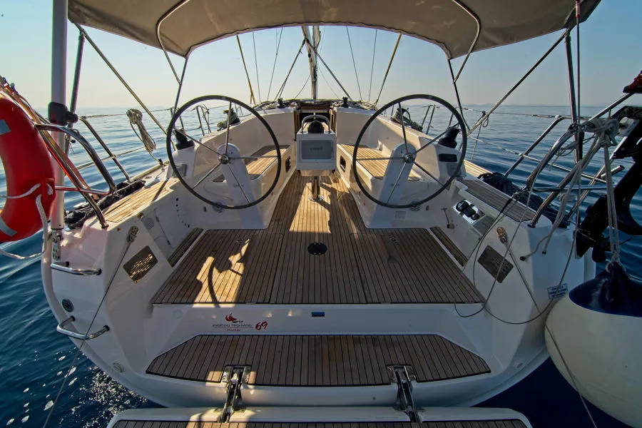 Cockpit of MH 72, a Bavaria Cruiser 41 sailboat at Murter, Croatia