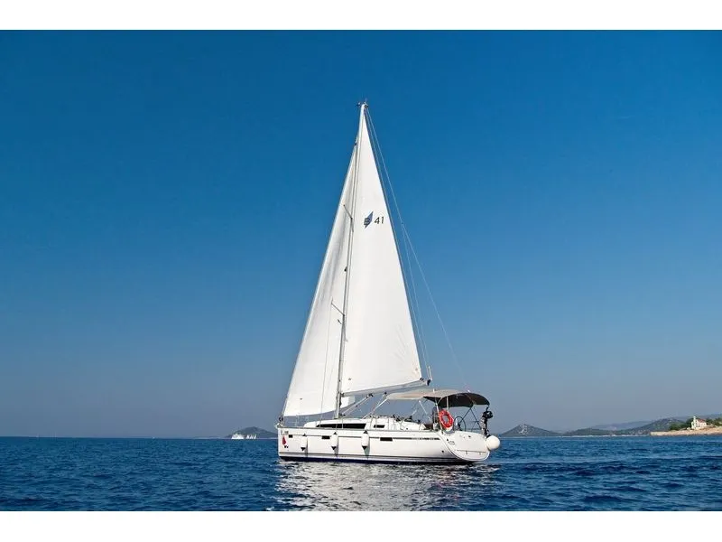 Exterior view of MH 72, a Bavaria Cruiser 41 sailboat at Murter, Croatia