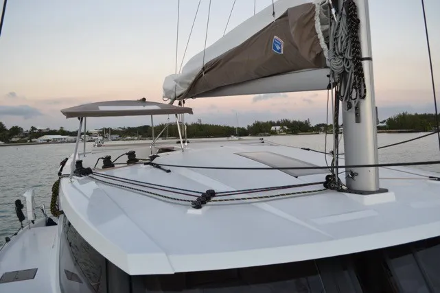Deck of Island Life, a Fountaine Pajot Lucia 40 catamaran at Road Town, British Virgin Islands