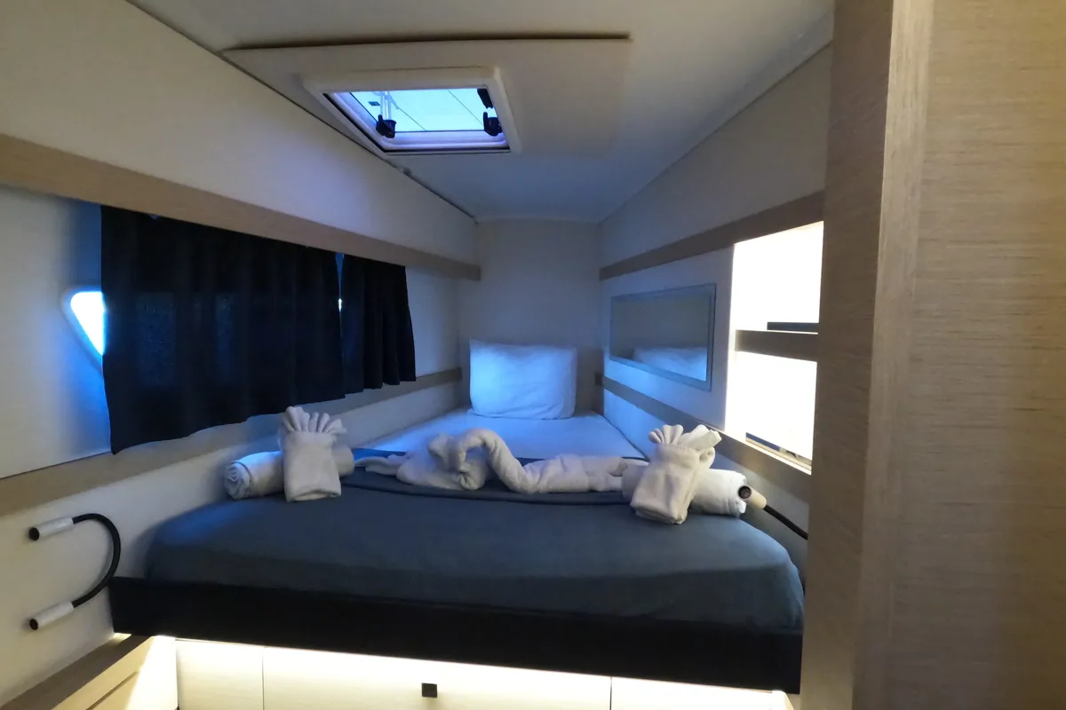 Cabin on Island Life, a Fountaine Pajot Lucia 40 catamaran at Road Town, British Virgin Islands