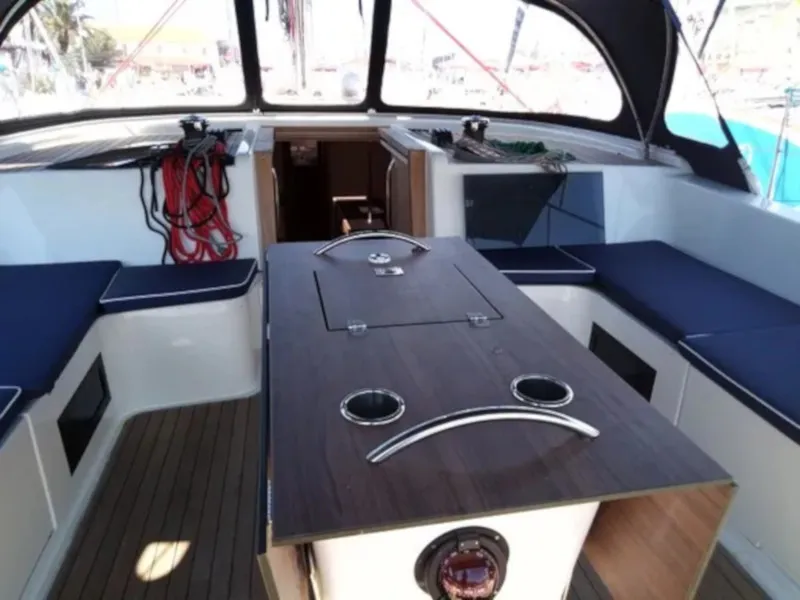 Cockpit of STYRIA, a D&D Kufner 50 sailboat at Punat, Croatia