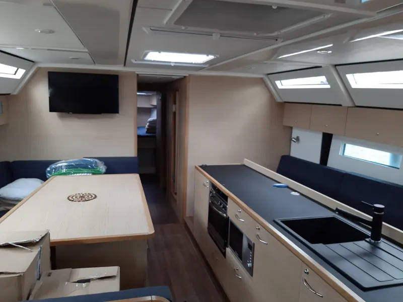 Salon of STYRIA, a D&D Kufner 50 sailboat at Punat, Croatia