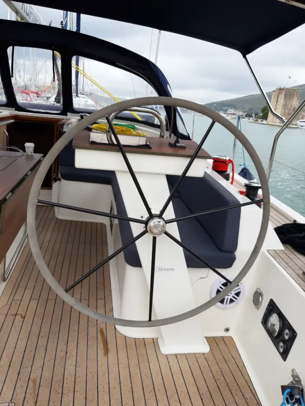 Cockpit of STYRIA, a D&D Kufner 50 sailboat at Punat, Croatia