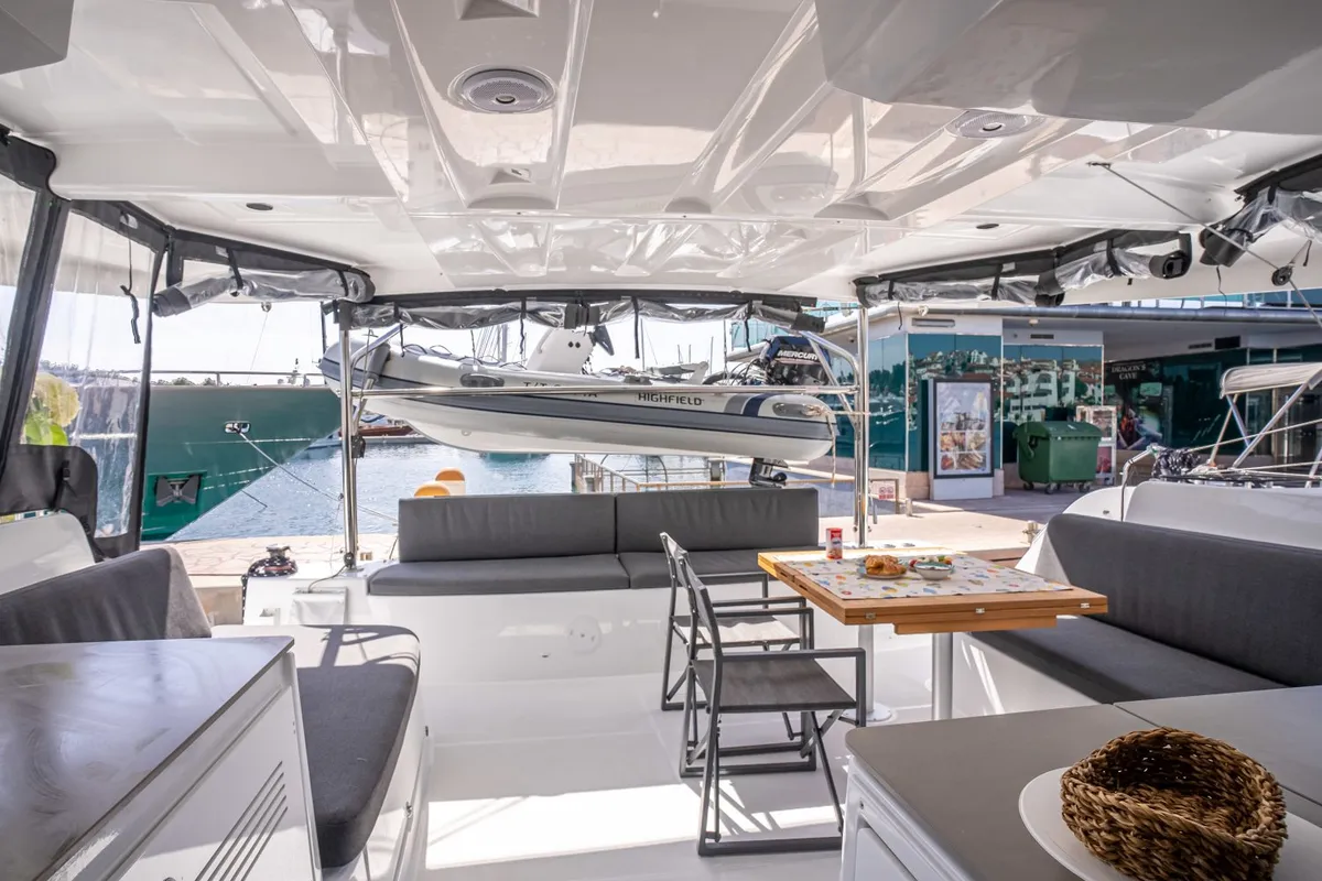 Deck of Sofia, a Lagoon 46 catamaran at Općina Rogoznica, Croatia