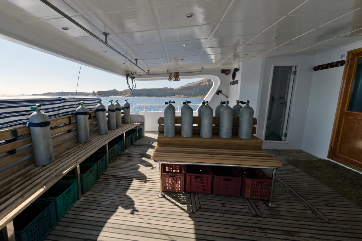 Deck of Snefro Pearl, a Gulet Luxury Motor Yacht motor yacht at Sharm El Sheikh, Egypt