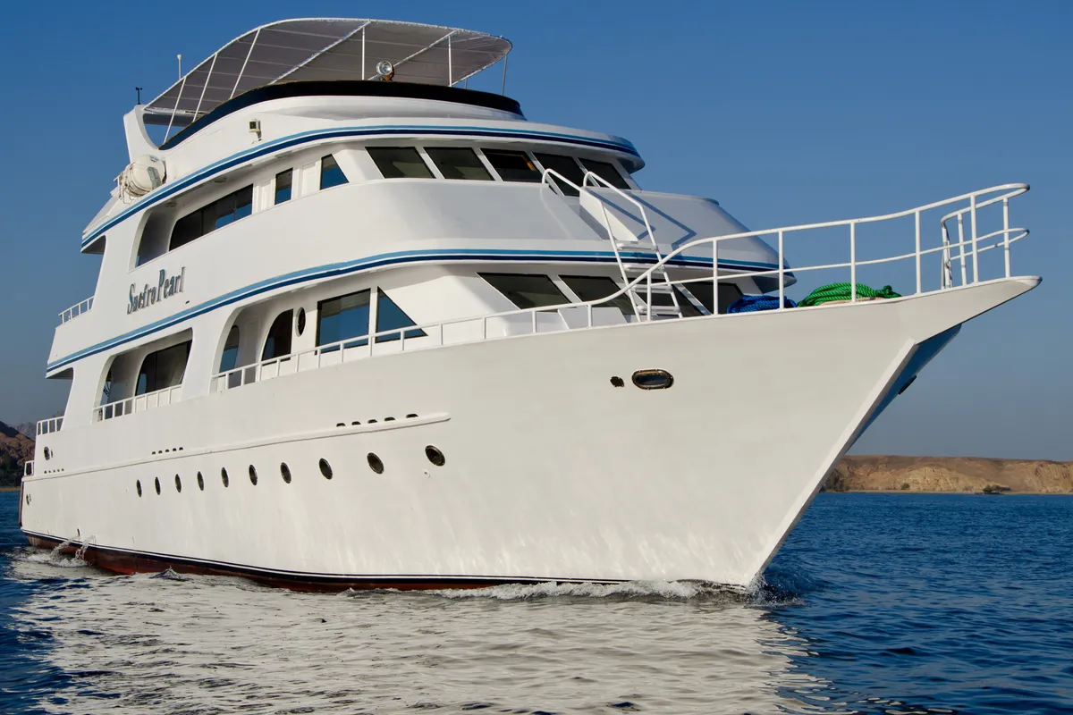 Exterior view of Snefro Pearl, a Gulet Luxury Motor Yacht motor yacht at Sharm El Sheikh, Egypt