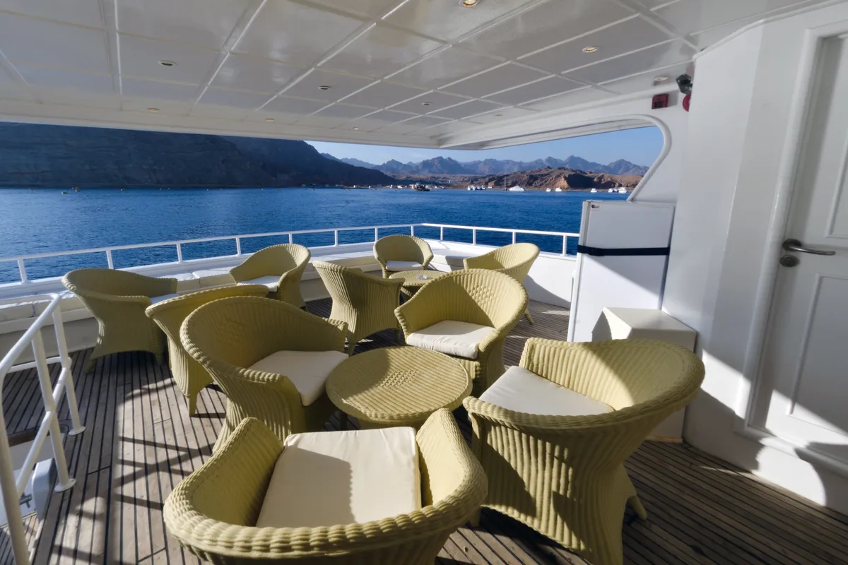 Deck of Snefro Pearl, a Gulet Luxury Motor Yacht motor yacht at Sharm El Sheikh, Egypt