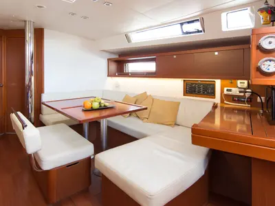 Salon of DAEDALUS, a Beneteau Oceanis 45 sailboat at Municipal Unit of Lefkada, Greece