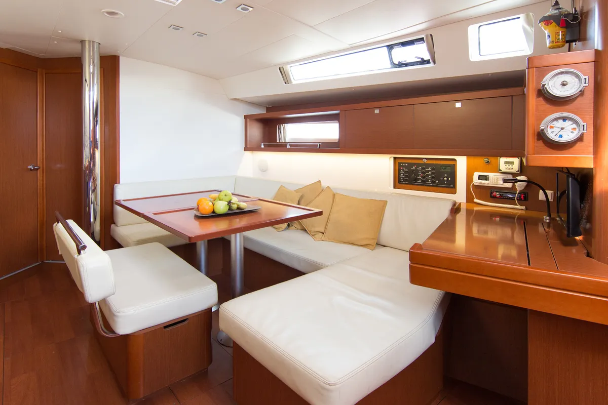 Salon of DAEDALUS, a Beneteau Oceanis 45 sailboat at Municipal Unit of Lefkada, Greece