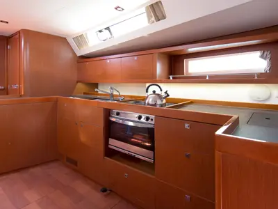 Galley of DAEDALUS, a Beneteau Oceanis 45 sailboat at Municipal Unit of Lefkada, Greece