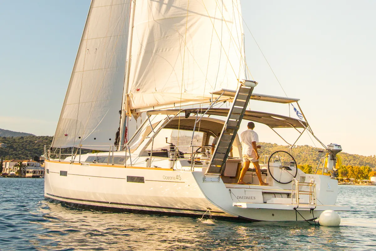 Exterior view of DAEDALUS, a Beneteau Oceanis 45 sailboat at Municipal Unit of Lefkada, Greece