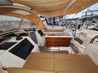 Deck of Siri, a Dufour 460 GL sailboat at Grad Vodice, Croatia