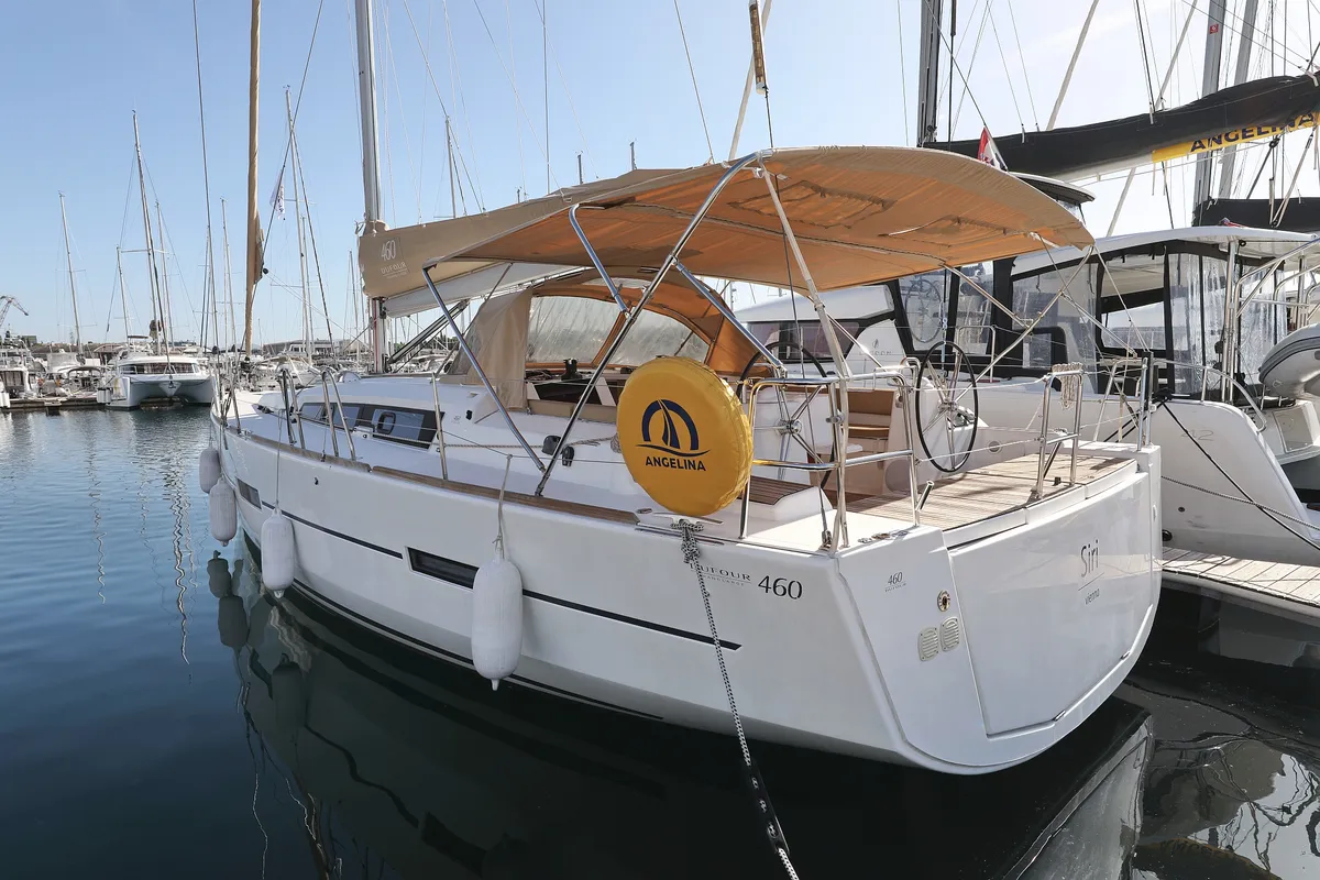 Exterior view of Siri, a Dufour 460 GL sailboat at Grad Vodice, Croatia