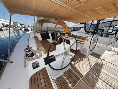 Cockpit of Siri, a Dufour 460 GL sailboat at Grad Vodice, Croatia