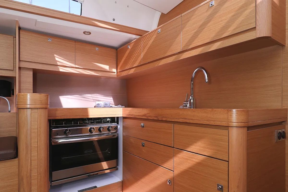 Galley of Siri, a Dufour 460 GL sailboat at Grad Vodice, Croatia