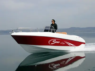 Exterior view of Saver 19, a Saver 19 motorboat at Syracuse, Italy
