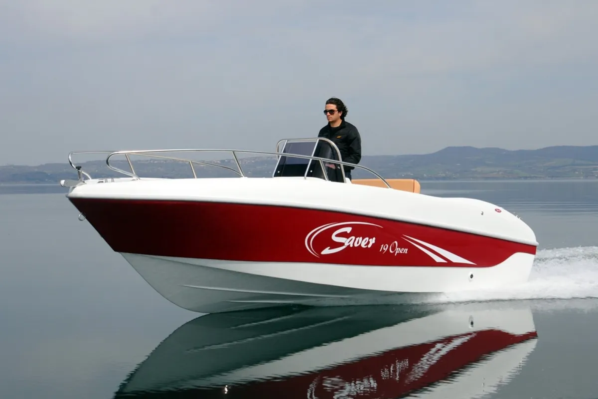 Exterior view of Saver 19, a Saver 19 motorboat at Syracuse, Italy