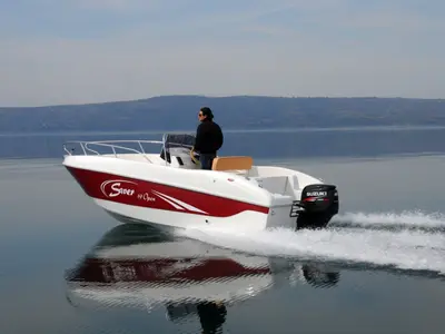 Exterior view of Saver 19, a Saver 19 motorboat at Syracuse, Italy