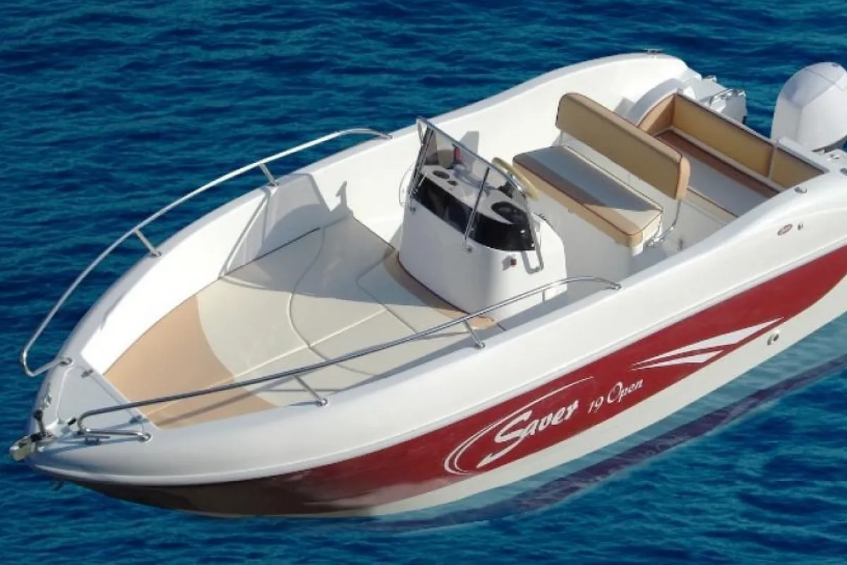 Exterior view of Saver 19, a Saver 19 motorboat at Syracuse, Italy