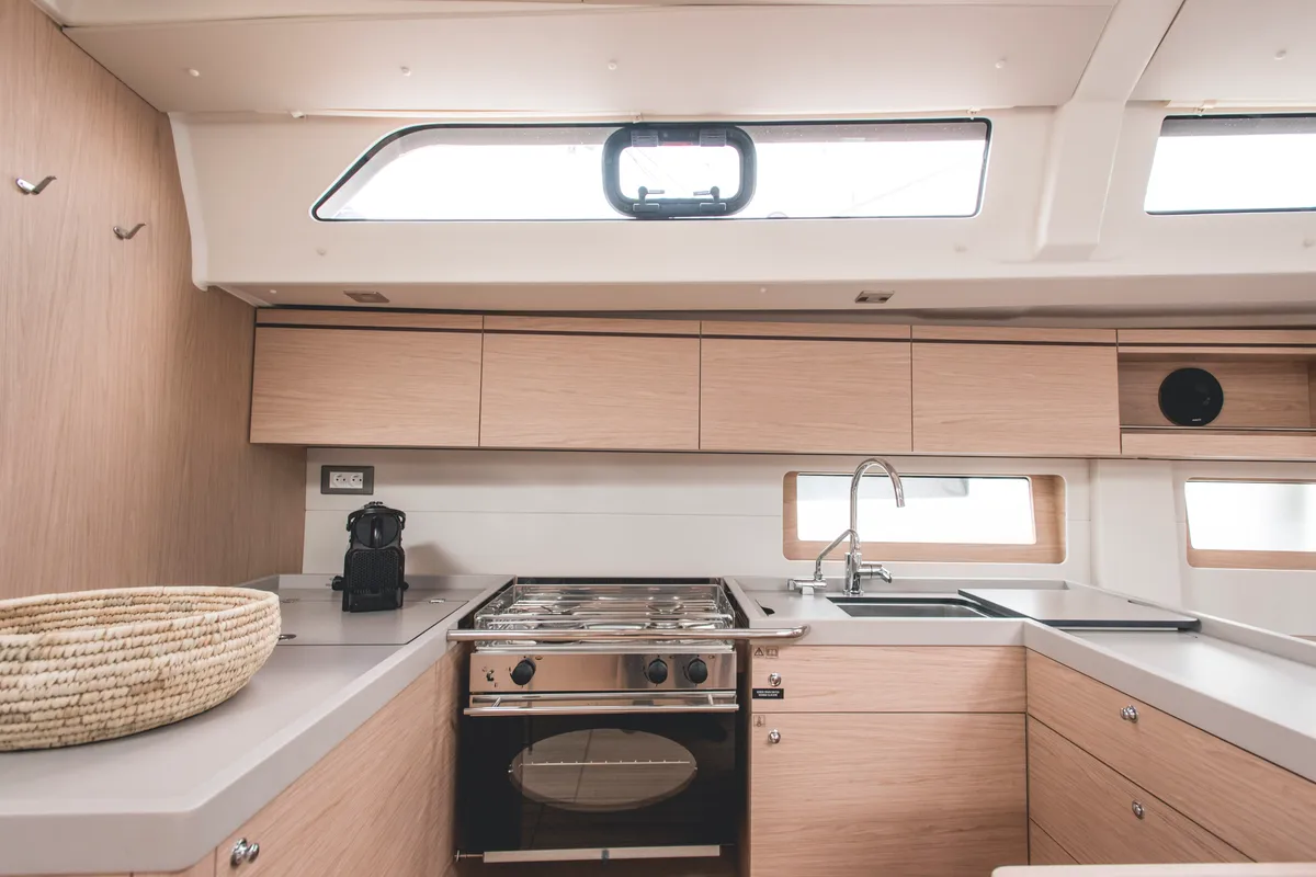 Galley of Aphros, a Beneteau Oceanis 51.1 sailboat at Salerno, Italy