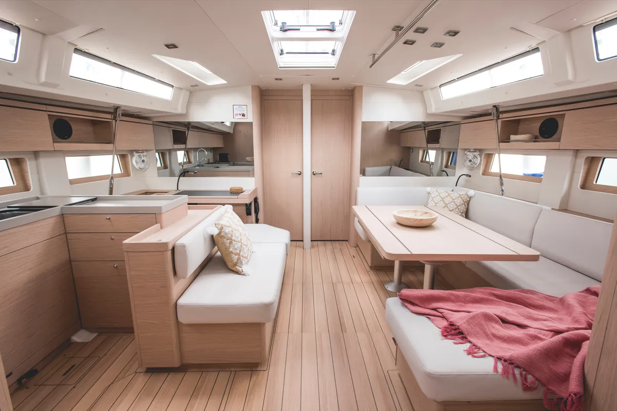 Salon of Aphros, a Beneteau Oceanis 51.1 sailboat at Salerno, Italy