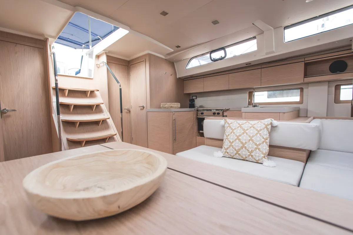 Salon of Aphros, a Beneteau Oceanis 51.1 sailboat at Salerno, Italy