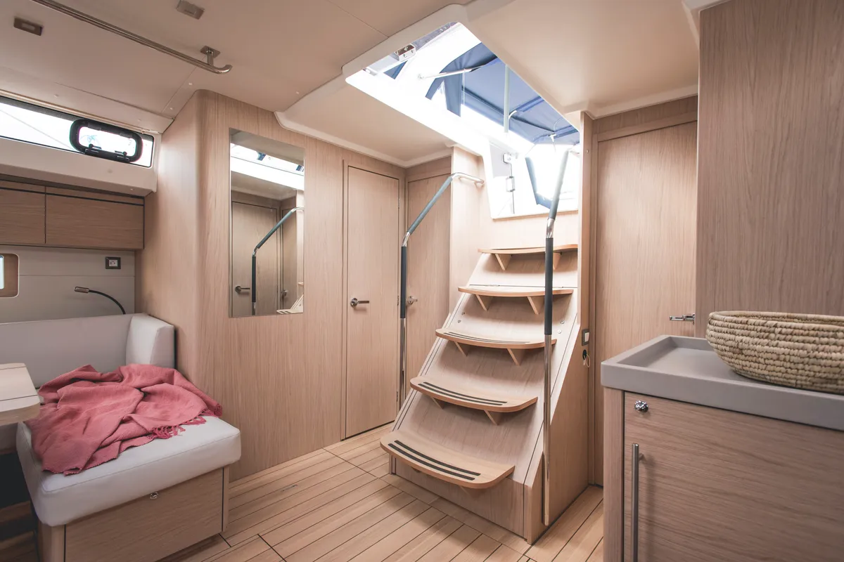 Salon of Aphros, a Beneteau Oceanis 51.1 sailboat at Salerno, Italy