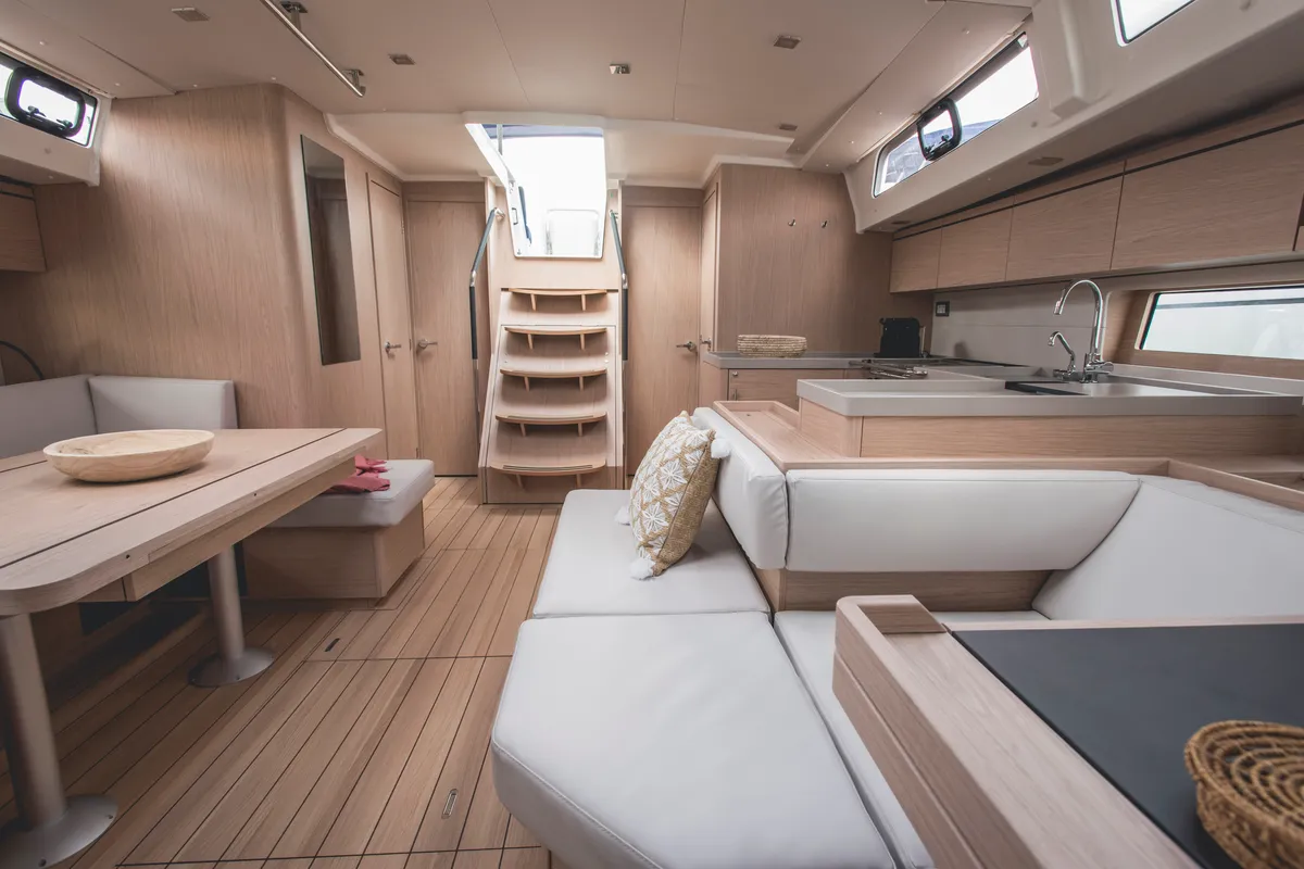 Salon of Aphros, a Beneteau Oceanis 51.1 sailboat at Salerno, Italy