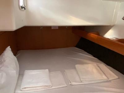 Cabin on Chagla, a Bavaria Cruiser 46 sailboat at Fethiye, Turkey