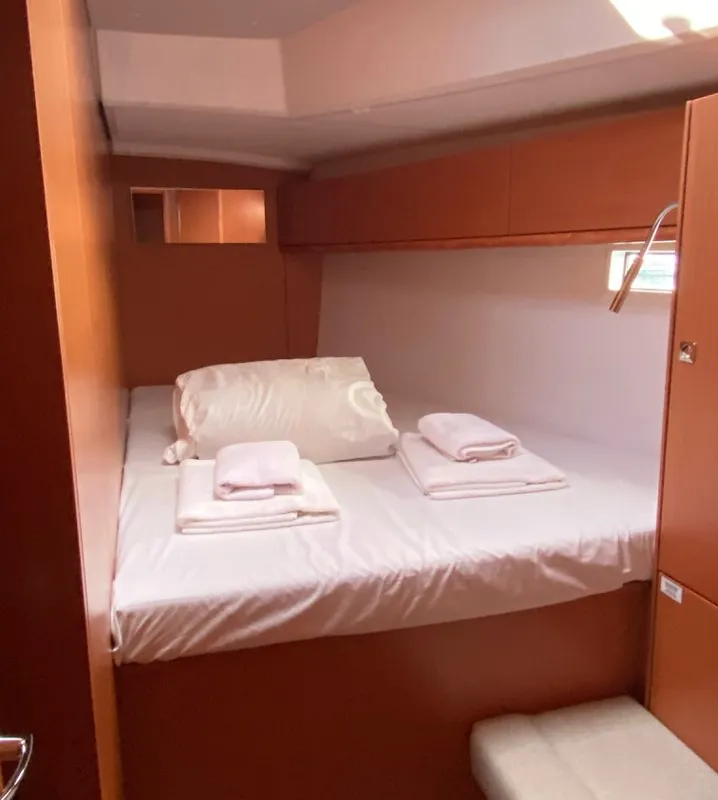 Cabin on Chagla, a Bavaria Cruiser 46 sailboat at Fethiye, Turkey