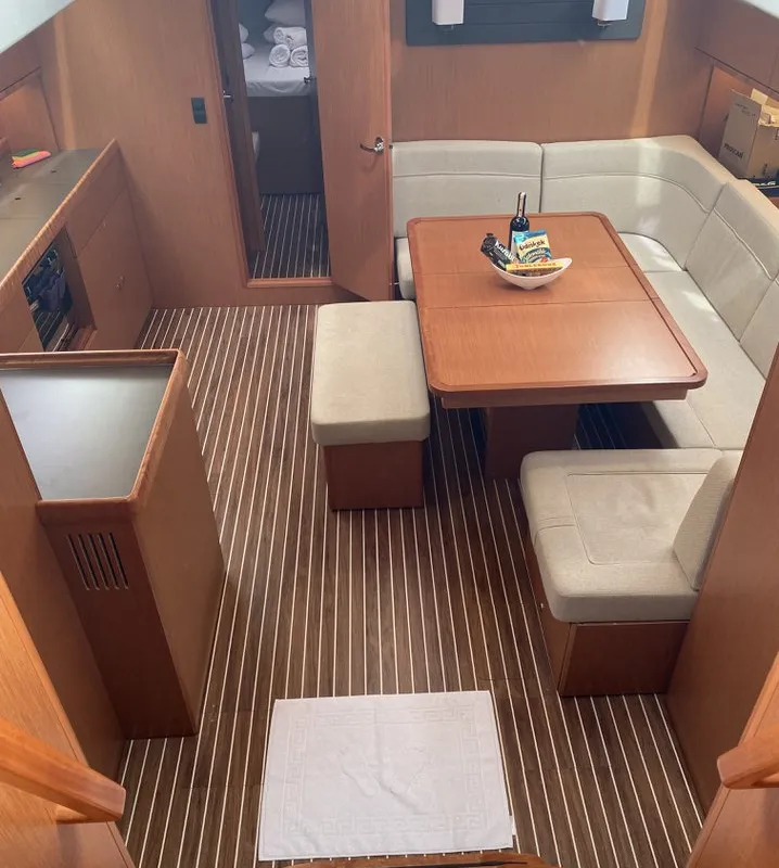 Salon of Chagla, a Bavaria Cruiser 46 sailboat at Fethiye, Turkey