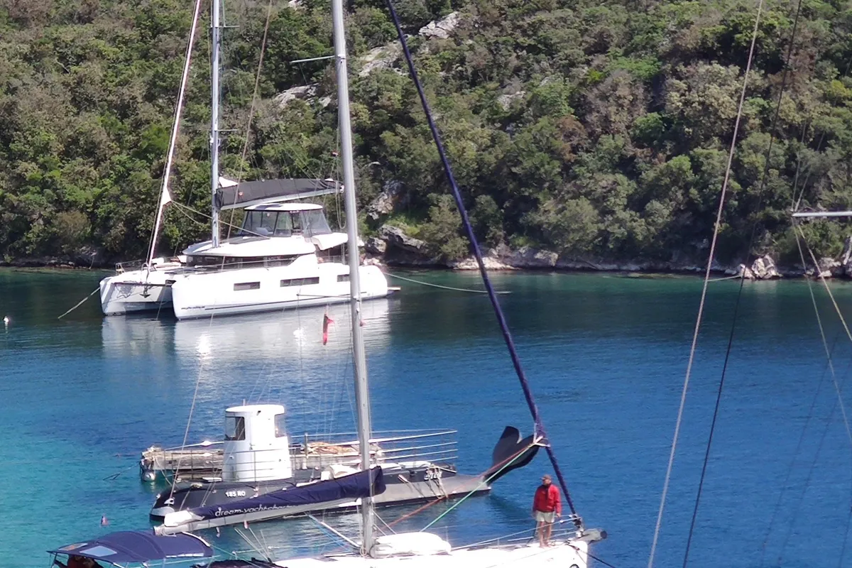 Exterior view of Euphoria IV, a Lagoon 51 catamaran at Grad Kaštela, Croatia