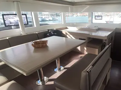 Salon of Euphoria IV, a Lagoon 51 catamaran at Grad Kaštela, Croatia