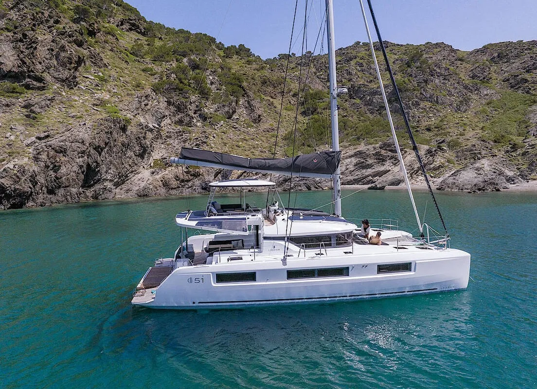 Exterior view of Euphoria IV, a Lagoon 51 catamaran at Grad Kaštela, Croatia