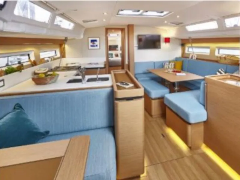 Exterior view of Sun Odyssey 490 Classic, a Jeanneau Sun Odyssey 490 sailboat at Cannigione, Italy
