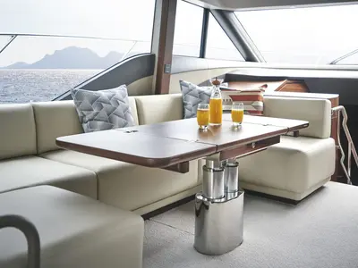 Salon of Mayfly, a Princess 55 F motor yacht at Podstrana - Miljevac, Croatia