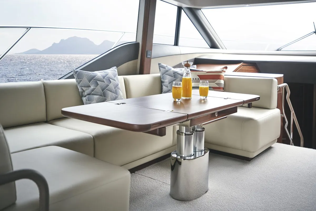 Salon of Mayfly, a Princess 55 F motor yacht at Podstrana - Miljevac, Croatia