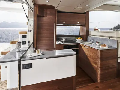 Galley of Mayfly, a Princess 55 F motor yacht at Podstrana - Miljevac, Croatia