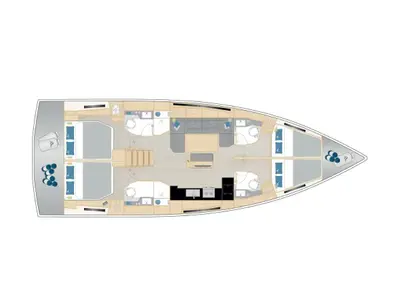 Floor plan of Captain K, a Hanse 460 sailboat at Athens, Greece