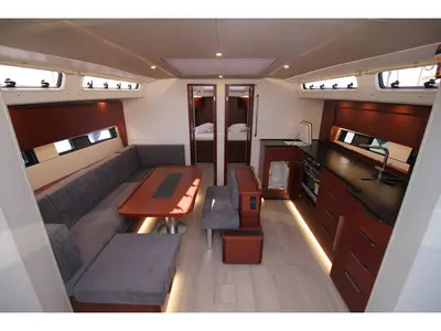 Galley of Captain K, a Hanse 460 sailboat at Athens, Greece