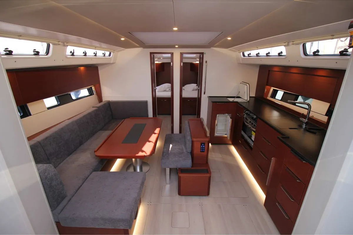 Galley of Captain K, a Hanse 460 sailboat at Athens, Greece