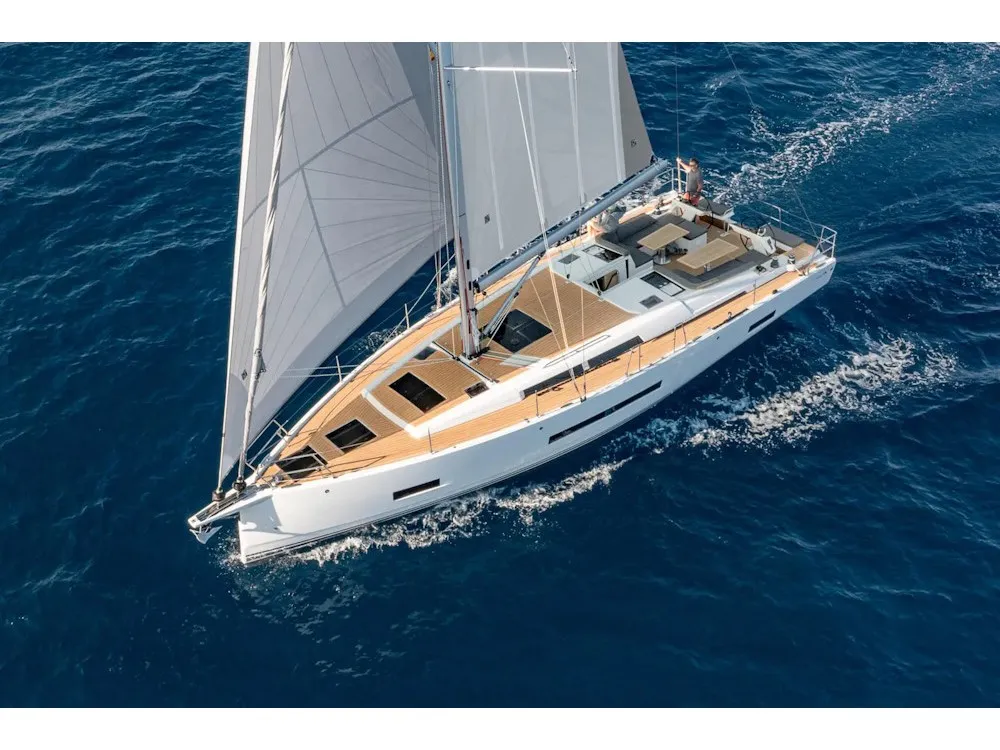 Exterior view of Captain K, a Hanse 460 sailboat at Athens, Greece