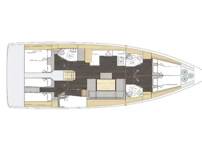 Floor plan of Tulipa, a Bavaria C46 sailboat at Zadar, Croatia